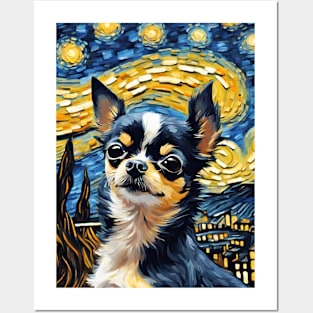 Chihuahua Dog Breed Painting in a Van Gogh Starry Night Art Style Posters and Art